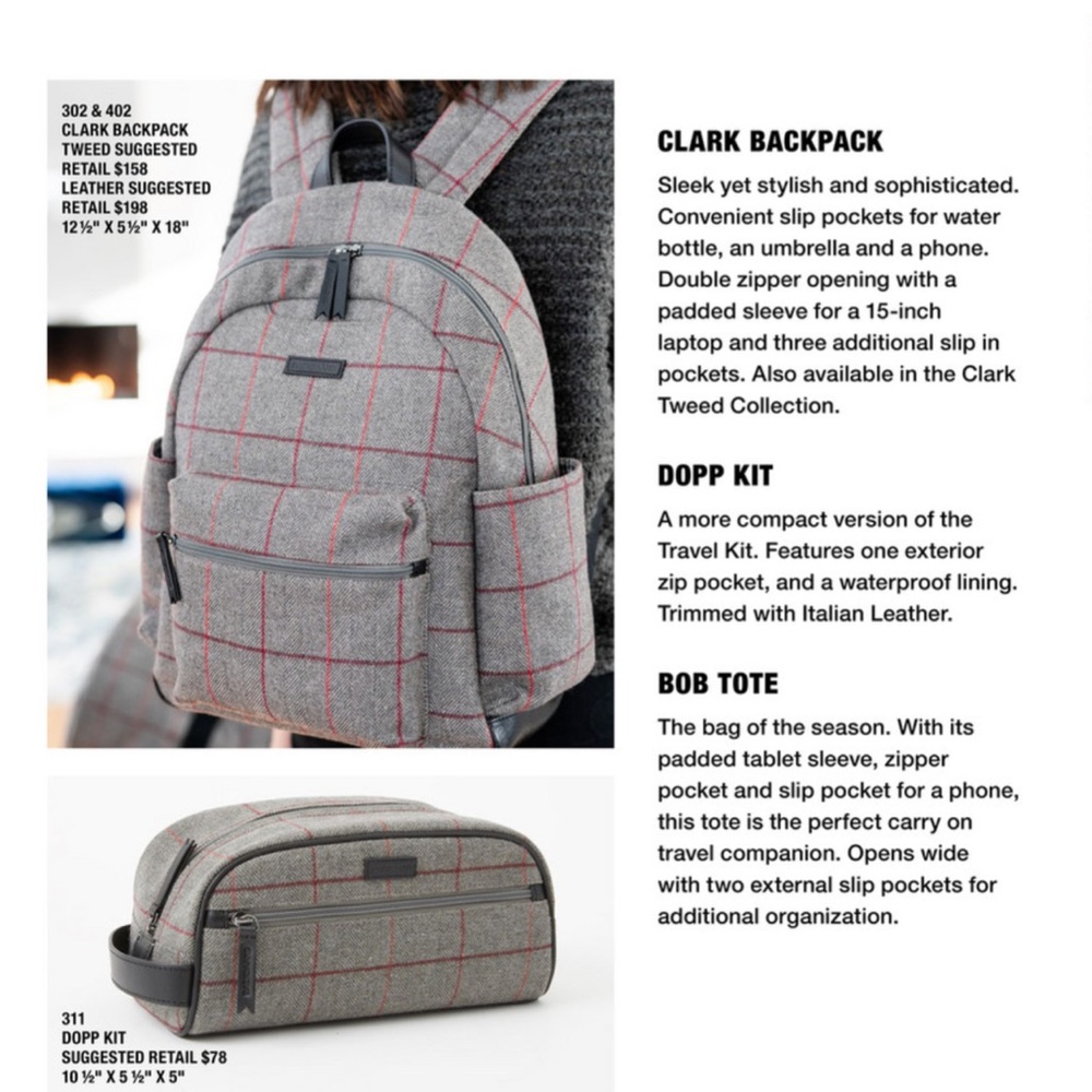 NWT Baekgaard tweed and leather backpack - Picture 9 of 10